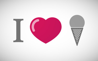 "I love" hieroglyph with a cone ice cream
