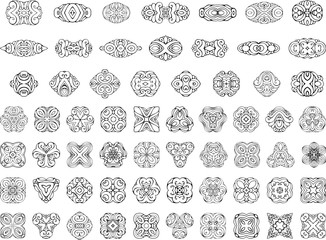 Set of ornamental geometric design elements and page decorations.
