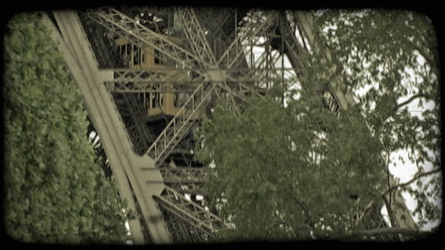 Eiffel Tower tram. Vintage stylized video clip.