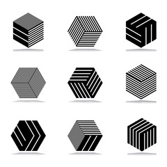  Abstract geometric icons set.