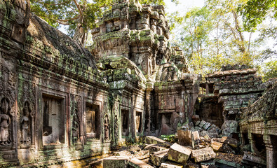 Ruins of Ta Prohm temple at Angkor Archaelogical Park of Siem Reap in Cambodia.