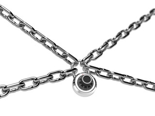 Fototapeta premium Combination padlock with metal chain isolated