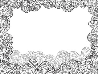 Obraz premium Card with the contours of the doodle hearts 