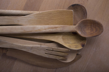 wooden forks, spoons and knives