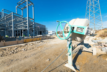 Cement or mortar is inside cement mixer