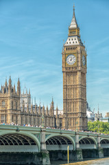 Fototapeta na wymiar Westminster and Big Ben on a beautiful day, London - UK