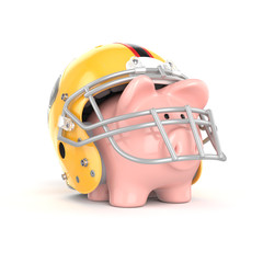 Sparschwein mit Football Helm: sichere Geldanlage