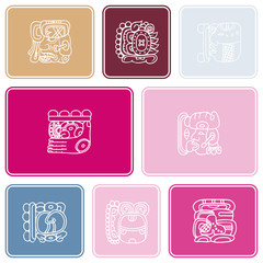 Seamless background with glyphs of the Maya Night Lord for your design