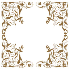 Vintage baroque frame scroll ornament engraving border floral retro pattern antique style acanthus foliage swirl decorative design element filigree calligraphy vector