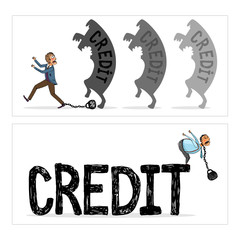 Two banners about debtors. The debtor is prosecuted credits