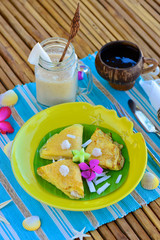 Tropical breakfast at the luxury resort