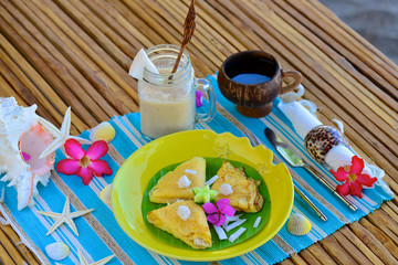 Tropical breakfast at the luxury resort