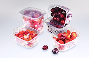 Frozen cherries and strawberries