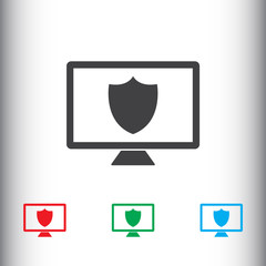 Computer, data protection icon for web and mobile
