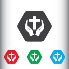 Obraz premium Christian cross with hand icon