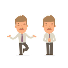 Calm and Blanced Character Broker does yoga and meditates