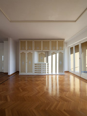 Interior, empty room with a period closet
