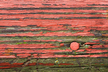 Old red colored dyes on the wood