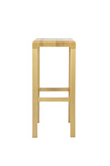 Square Top Wooden Stool on White Background, Three Side View