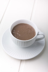 hot chocolate drink on white background