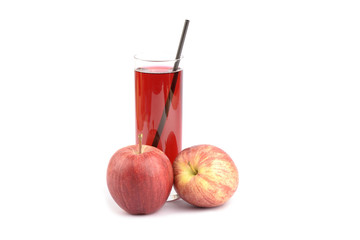 Fresh fruit juices on white