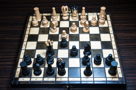 Chess-Board with chess. Chess tournament.