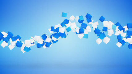 wave of cubes abstract blue background