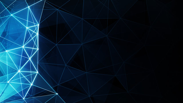glowing blue polygon background