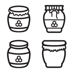 Honey jar icon in four variations. Vector eps 10.