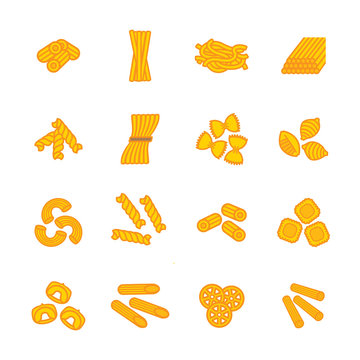 Pasta types icon set. Vector eps 10. 
