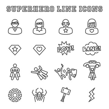superhero line icons