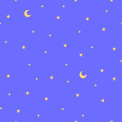 Seamless pattern with stars and moon. Good night!