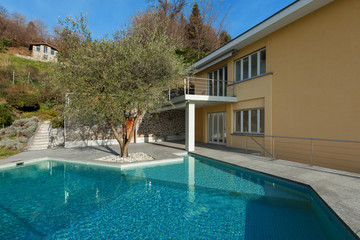modern building with pool