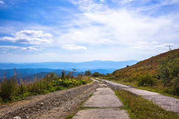 Fantastic mountain landscape. Hot sunny summer day in mountains