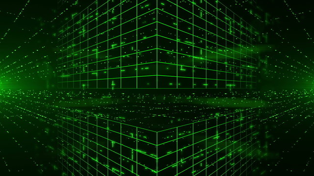 Abstract digital background with green laser rays. Light Show. HD 1080. Loopable 3d animation.