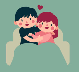 Couple Hugging on Sofa