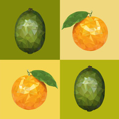 Low poly lime and orange