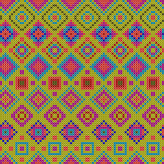 Materiał do szycia decorative colorful ethnic x-stitch seamless pattern