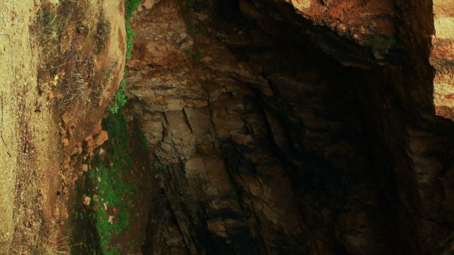 Royalty Free Stock Video Footage panorama of Pan's cave shot in Israel at 4k with Red.