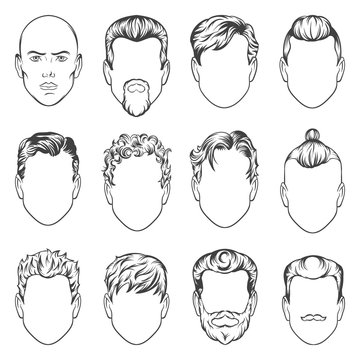 Men Hairstyles. Vector Illustration.