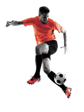 Fototapeta Soccer player Man Isolated silhouette