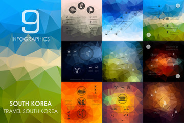 South Korea infographic with unfocused background