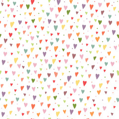 Cartoon seamless background with colorful hearts and circles bac
