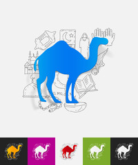 camel paper sticker with hand drawn elements