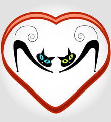 A pair of black cats in heart