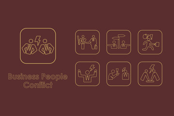 Obraz premium Set of business people conflict simple icons