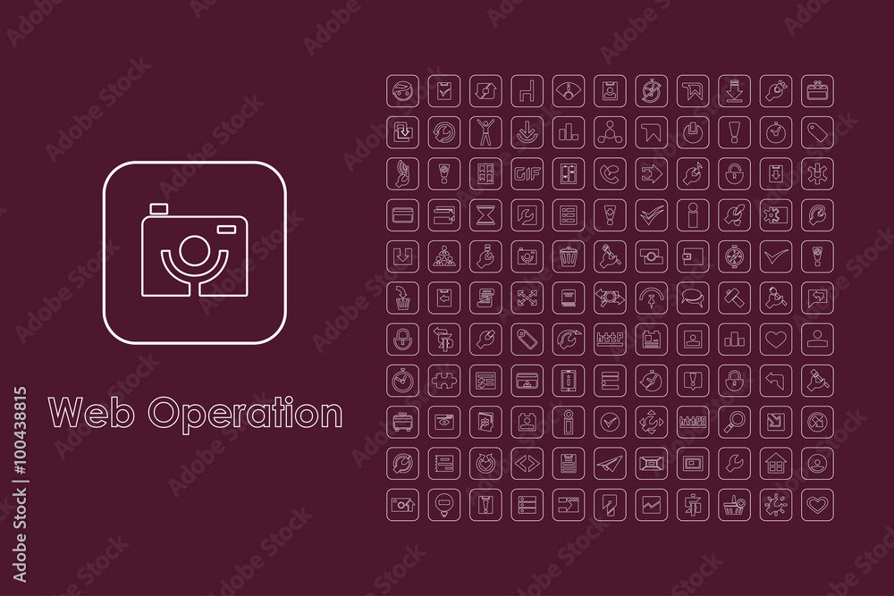 Poster set of web operation simple icons