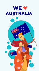 Australia Day National Flag Family Kids Embrace