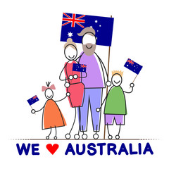 Australia Day National Flag Family Kids Embrace