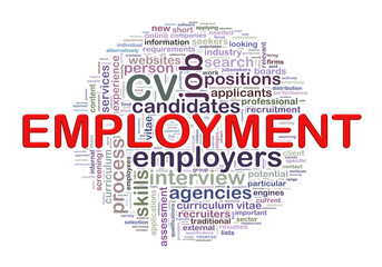 Word tags circular wordcloud of employment